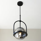 106663 Pendant 1 Light Matt Black And Smoked Mirror Glass