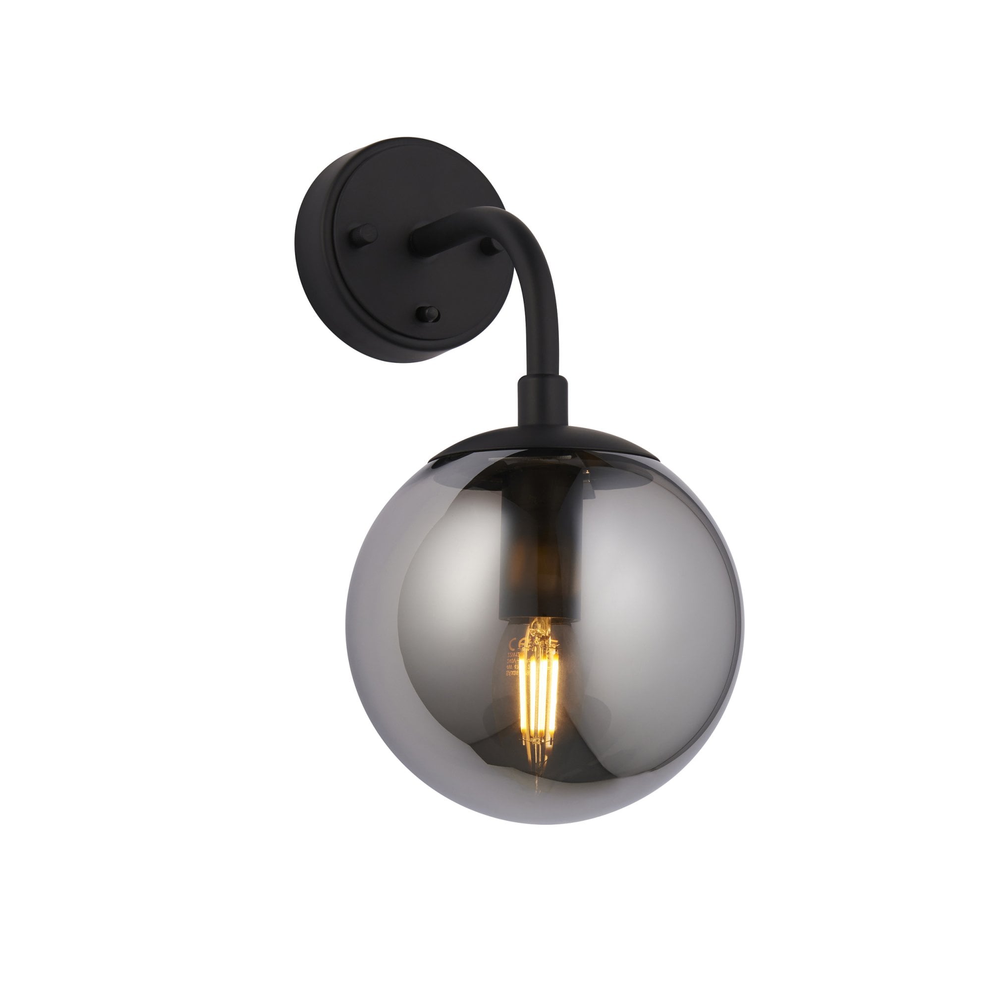 106664 Wall 1 Light Matt Black And Smoked Mirror Glass
