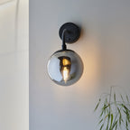 106664 Wall 1 Light Matt Black And Smoked Mirror Glass