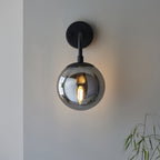 106664 Wall 1 Light Matt Black And Smoked Mirror Glass