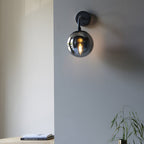 106664 Wall 1 Light Matt Black And Smoked Mirror Glass