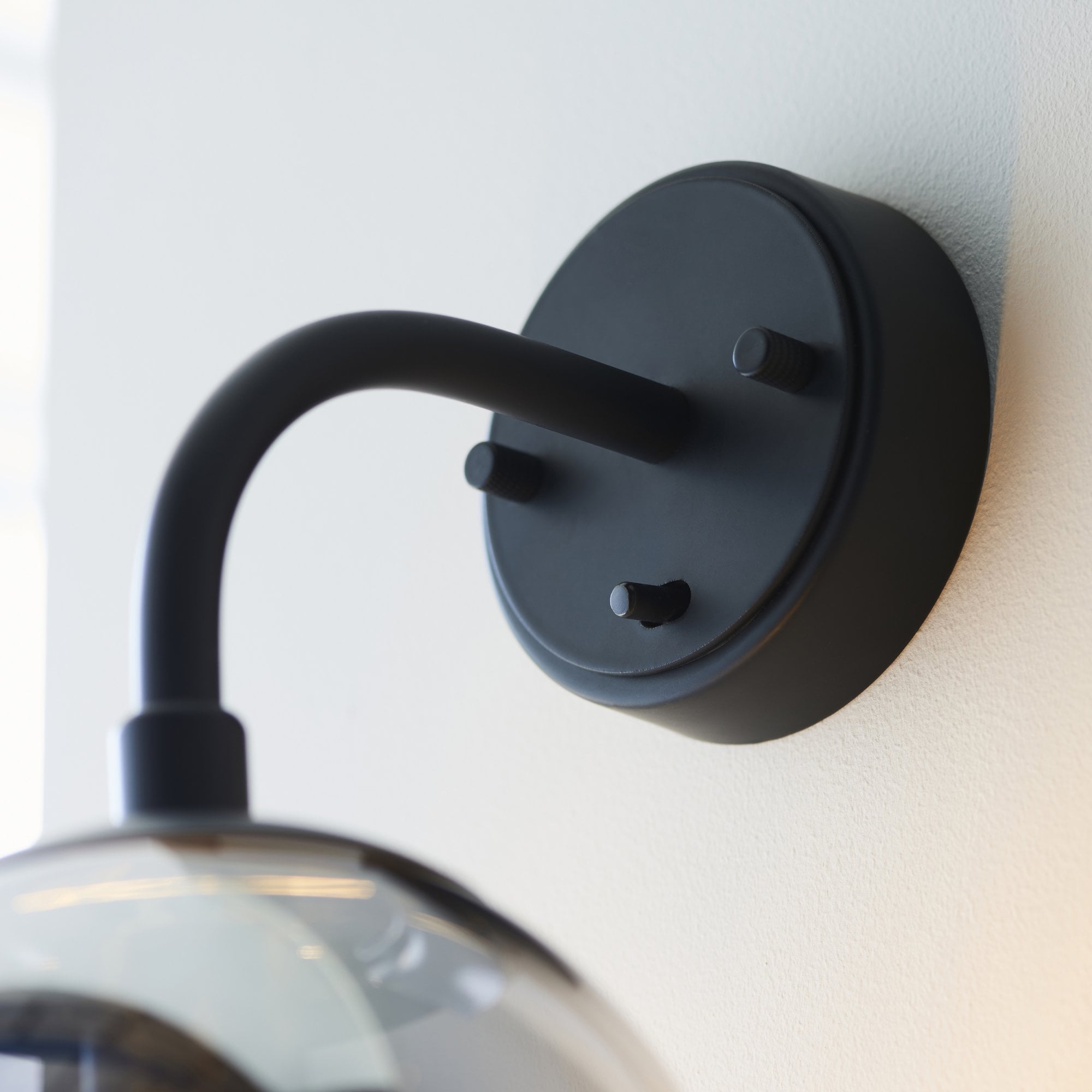 106664 Wall 1 Light Matt Black And Smoked Mirror Glass