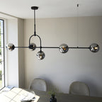 106665 Pendant 5 Light Matt Black And Smoked Mirror Glass