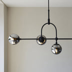 106665 Pendant 5 Light Matt Black And Smoked Mirror Glass