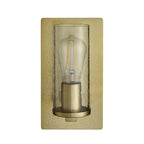 106717 Wall 1 Light Hammered Brass Plate And Textured Clear Glass