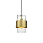 106718 Pendant 1 Light Hammered Brass Plate And Textured Clear Glass