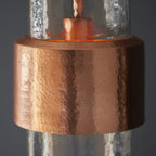 106720 Pendant 1 Light Hammered Copper Plate And Textured Clear Glass