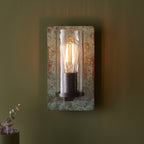 106721 Wall 1 Light Verdigris Bronze Plate And Clear Glass