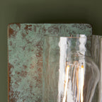 106721 Wall 1 Light Verdigris Bronze Plate And Clear Glass