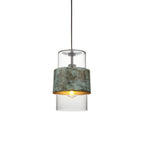 106722 Pendant 1 Light Verdigris Bronze Plate And Clear Glass