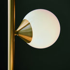 106756 Floor Lamp 5 Light Satin Brass Plate And Gloss White Glass