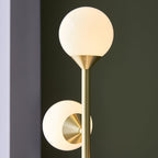 106756 Floor Lamp 5 Light Satin Brass Plate And Gloss White Glass