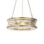 106811 Pendant 6 Light Warm Brass Plate With Crystal And Clear Glass