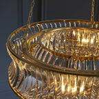 106811 Pendant 6 Light Warm Brass Plate With Crystal And Clear Glass