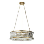106811 Pendant 6 Light Warm Brass Plate With Crystal And Clear Glass