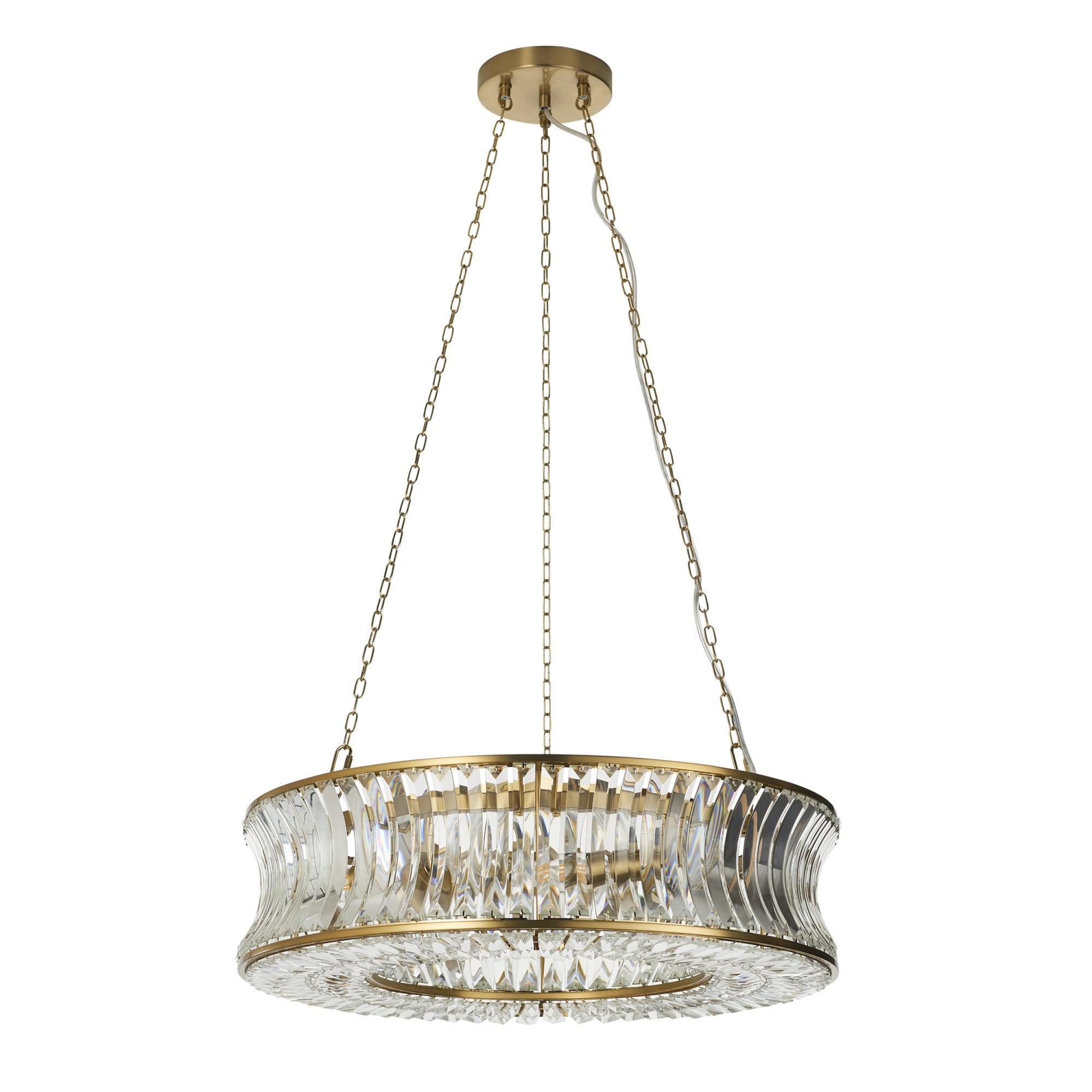 106811 Pendant 6 Light Warm Brass Plate With Crystal And Clear Glass