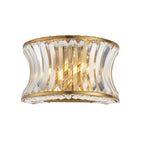 106812 Wall 2 Light Warm Brass Plate With Crystal And Clear Glass