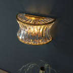 106812 Wall 2 Light Warm Brass Plate With Crystal And Clear Glass