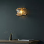 106812 Wall 2 Light Warm Brass Plate With Crystal And Clear Glass