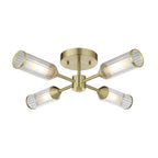 106946 Semi Flush Ceiling 4 Light Satin Brass Plate With Clear And Frosted Glass