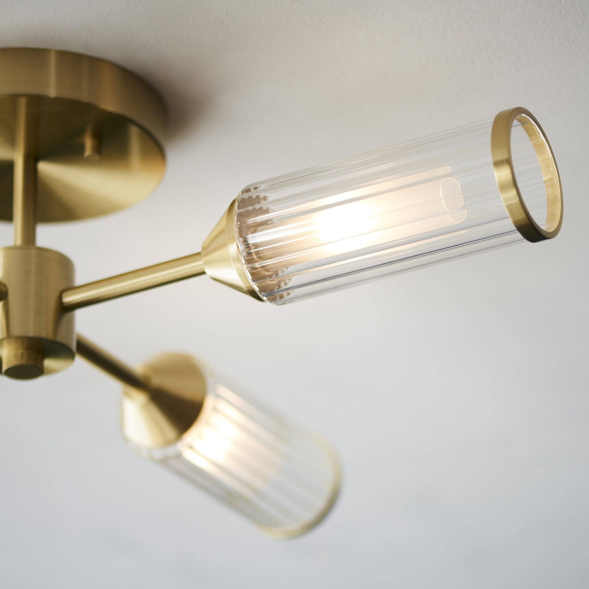 106946 Semi Flush Ceiling 4 Light Satin Brass Plate With Clear And Frosted Glass