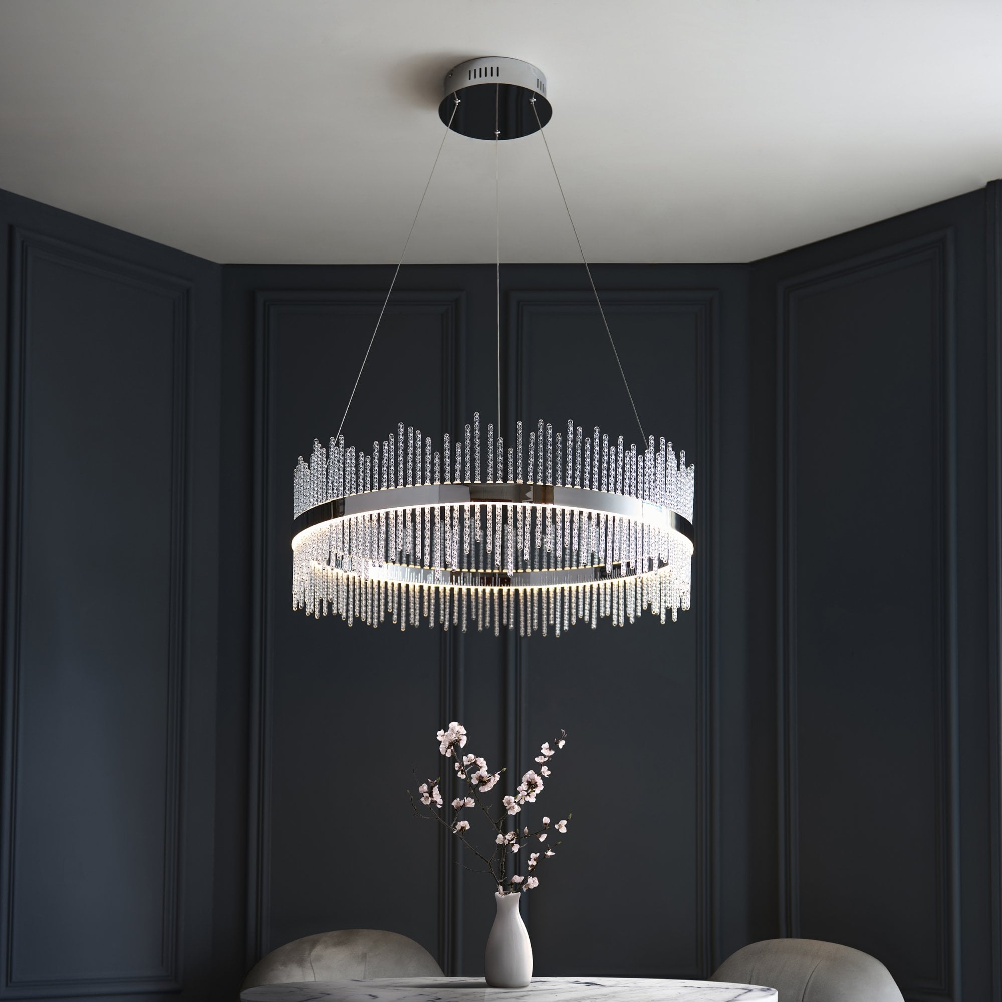 107108 Monte Carlo Pendant LED Light Chrome Plate And Clear Glass (S)