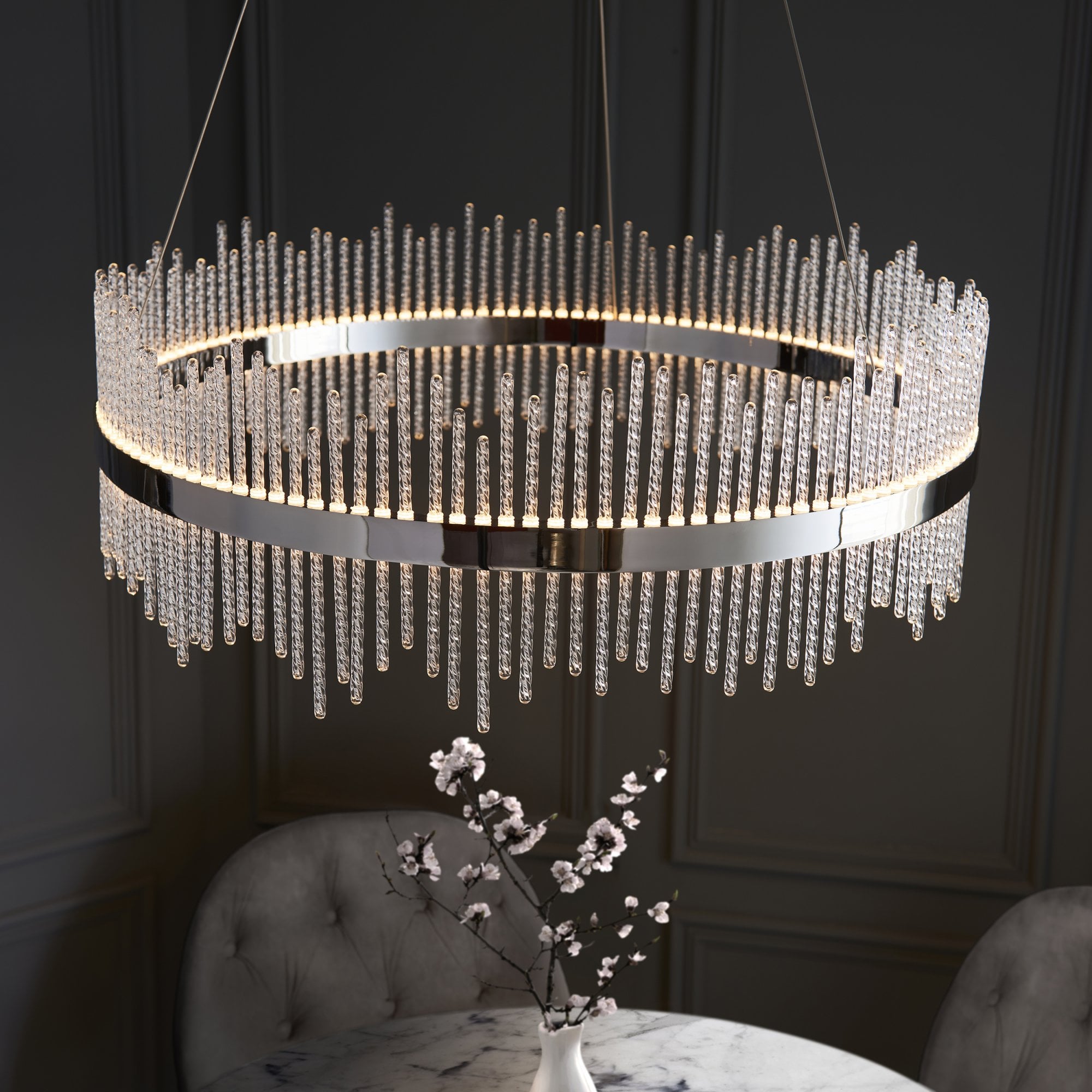 107108 Monte Carlo Pendant LED Light Chrome Plate And Clear Glass (S)