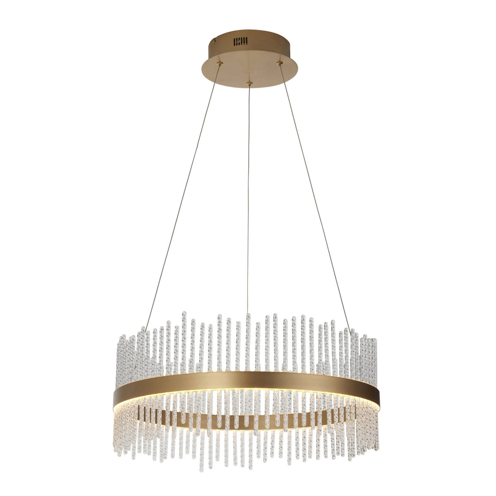 107671 Monte Carlo Pendant LED Light Brushed Gold Plated Finish And Clear Glass