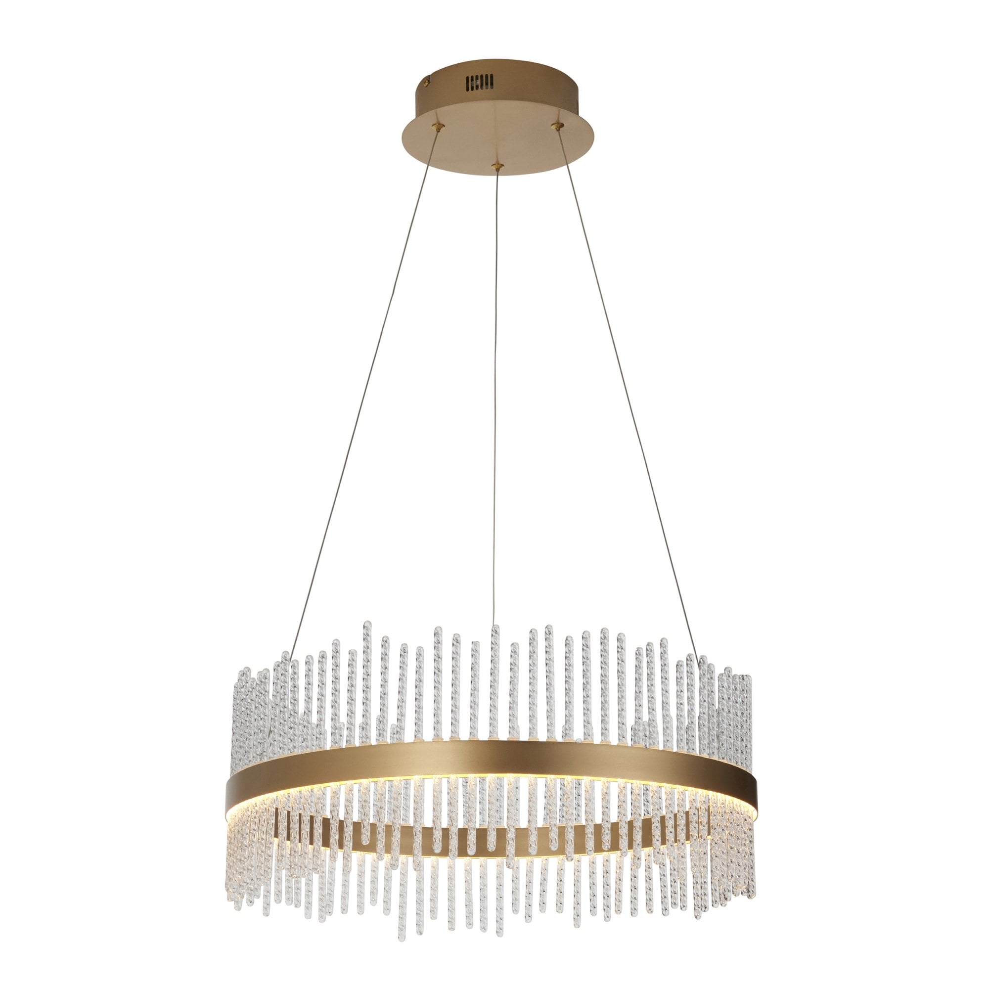 107671 Monte Carlo Pendant LED Light Brushed Gold Plated Finish And Clear Glass