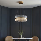 107671 Monte Carlo Pendant LED Light Brushed Gold Plated Finish And Clear Glass