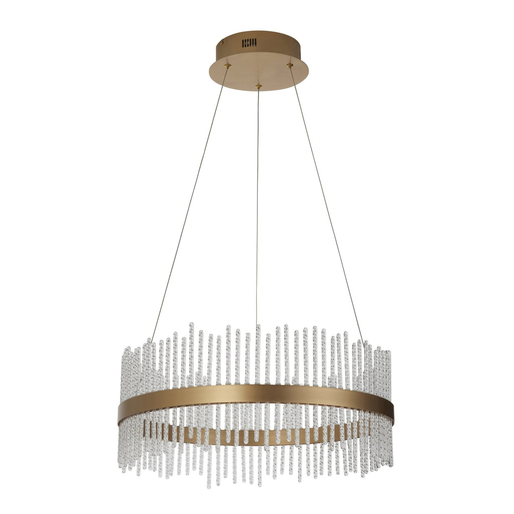 107671 Monte Carlo Pendant LED Light Brushed Gold Plated Finish And Clear Glass