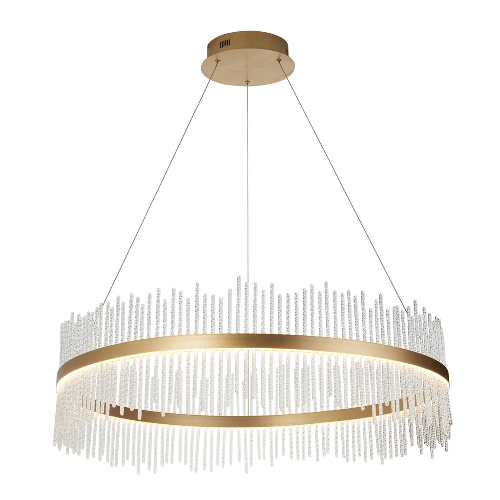 107672 Monte Carlo Pendant LED Light Brushed Gold Plated Finish And Clear Glass