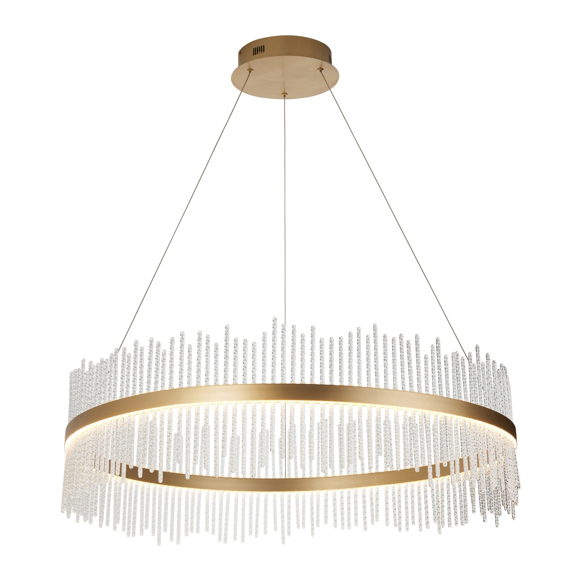 107672 Monte Carlo Pendant LED Light Brushed Gold Plated Finish And Clear Glass