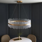 107672 Monte Carlo Pendant LED Light Brushed Gold Plated Finish And Clear Glass