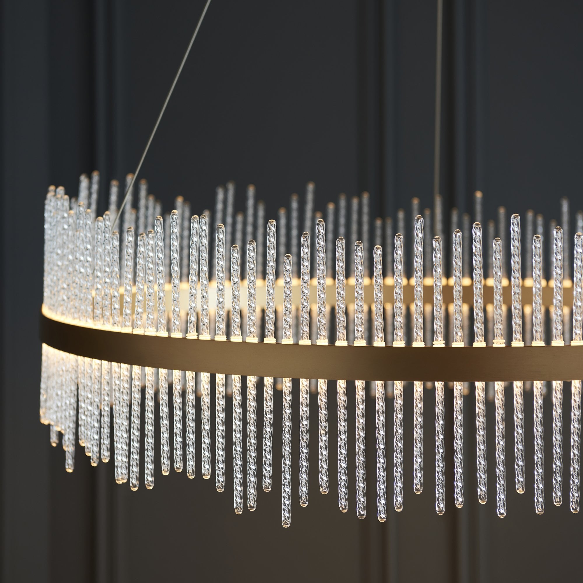 107672 Monte Carlo Pendant LED Light Brushed Gold Plated Finish And Clear Glass