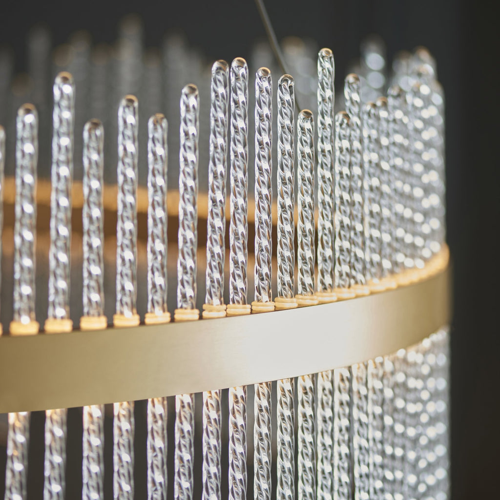 107672 Monte Carlo Pendant LED Light Brushed Gold Plated Finish And Clear Glass