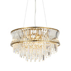 107785 Pendant 9 Light Warm Brass Plate With Crystal And Clear Glass