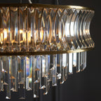 107785 Pendant 9 Light Warm Brass Plate With Crystal And Clear Glass
