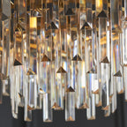 107785 Pendant 9 Light Warm Brass Plate With Crystal And Clear Glass