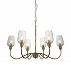 107791 Pendant 6 Light Antique Brass Plate And Clear Glass