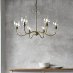 107791 Pendant 6 Light Antique Brass Plate And Clear Glass