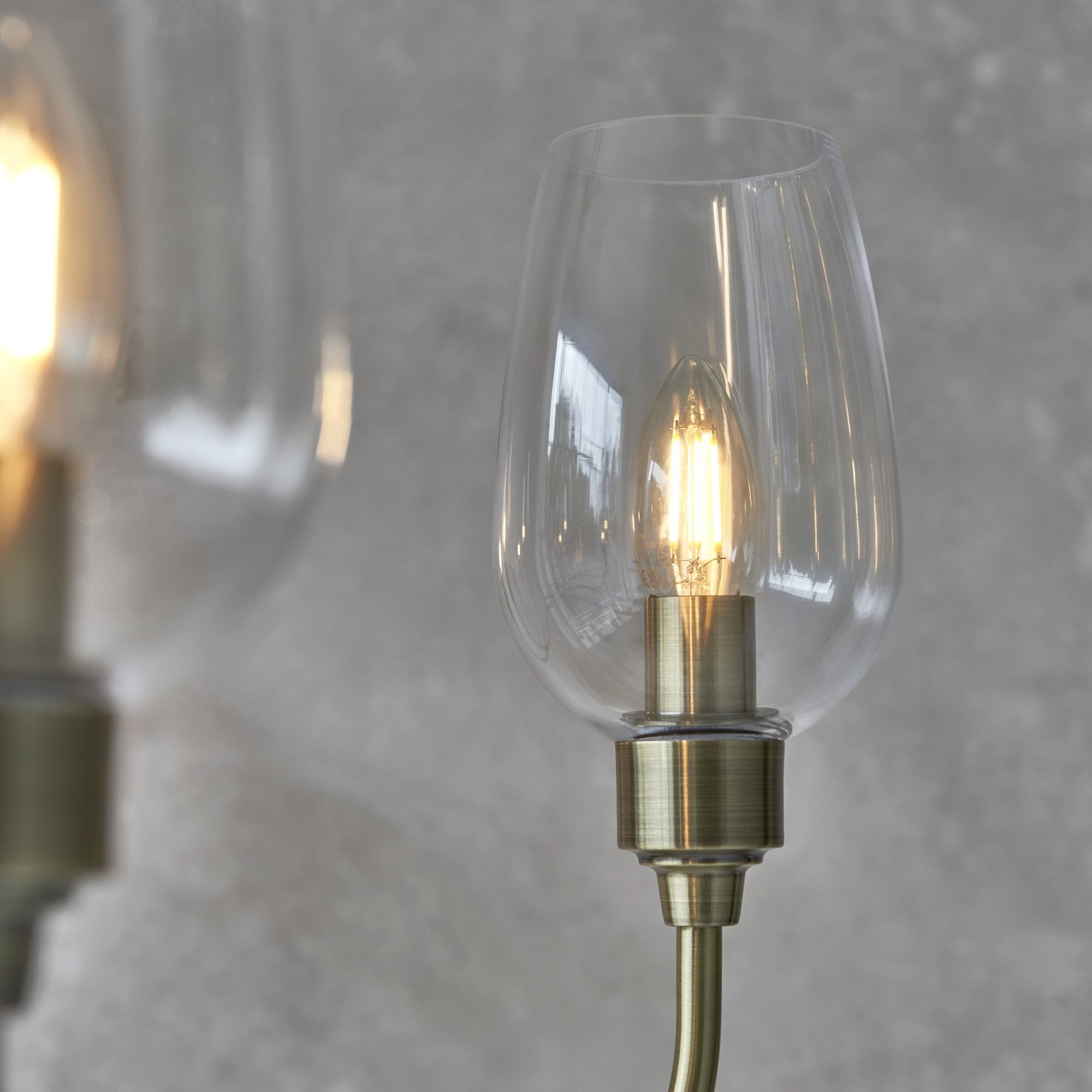 107791 Pendant 6 Light Antique Brass Plate And Clear Glass