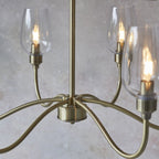 107791 Pendant 6 Light Antique Brass Plate And Clear Glass