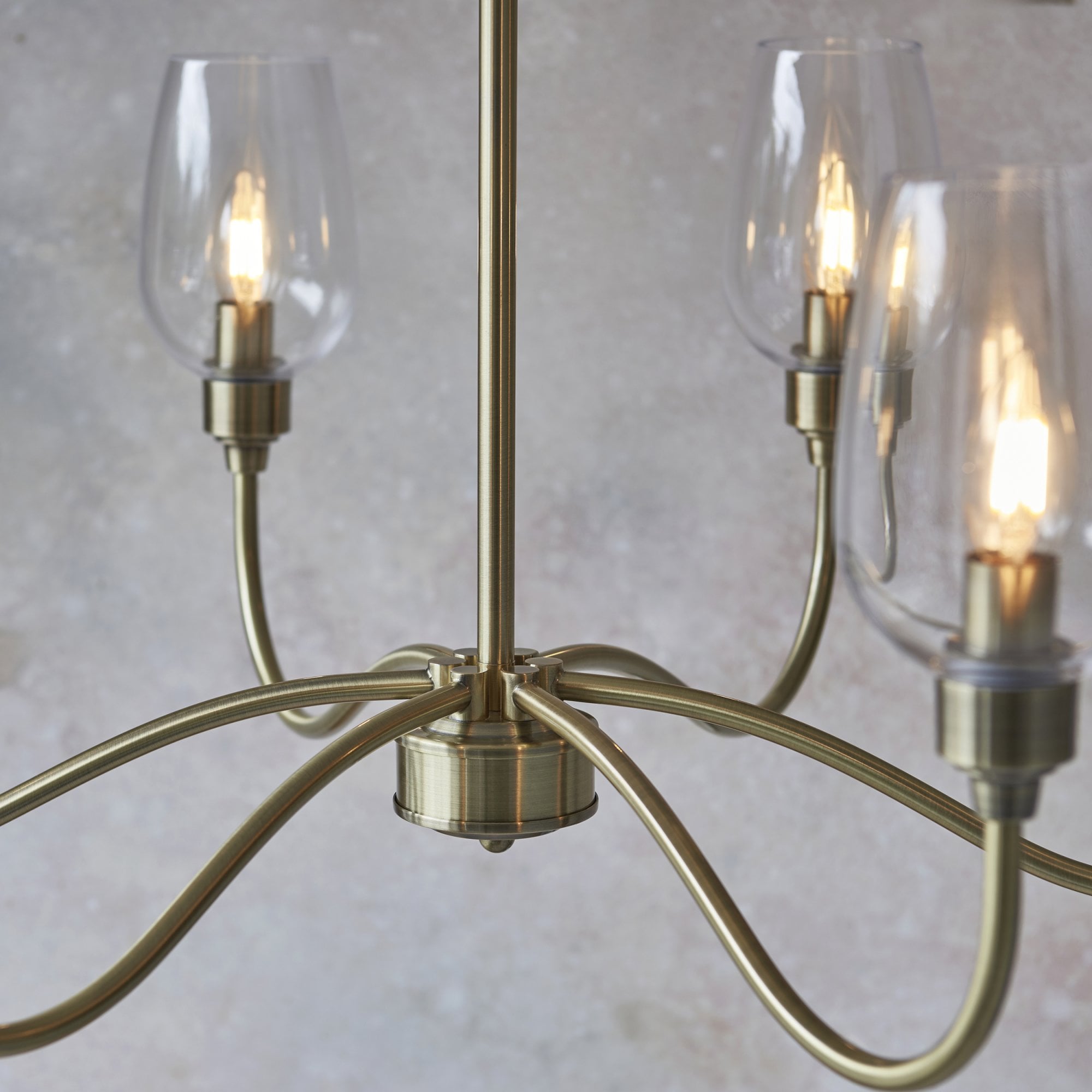 107791 Pendant 6 Light Antique Brass Plate And Clear Glass