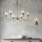 107791 Pendant 6 Light Antique Brass Plate And Clear Glass