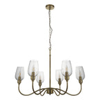 107791 Pendant 6 Light Antique Brass Plate And Clear Glass