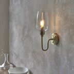 107792 Wall 1 Light Antique Brass Plate And Clear Glass
