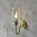 107792 Wall 1 Light Antique Brass Plate And Clear Glass