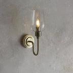107792 Wall 1 Light Antique Brass Plate And Clear Glass