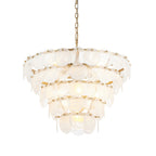 107939 Pendant 9 Light Antique Gold Paint With White And Clear Glass